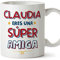 MUGFFINS Tazas Personalizadas para AMIGA - En Español - Eres Súper - 11 oz / 330 ml - Regalo personalizable original y divertido