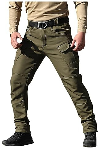 Generisch Schnittschutzhose Herren, Arbeitshosen Für Männer Outdoor Mit Multi Taschen Latzhose Herren Arbeitshose Khaki Kniepolstertaschen Cargohose Grün Schwarz Blau (M, Armeegrün)