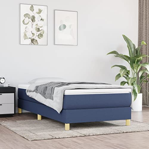 Annlera Bettgestell 203x100x25cm Blau Stoff,Sperrholz,Holzwerkstoff Bed Frame Hochbett Jugendbett Boxspringbett Lattenrost Sofa Im Wohnzimmer Vielseitige Tagesbett Aus Holz Kinderbett