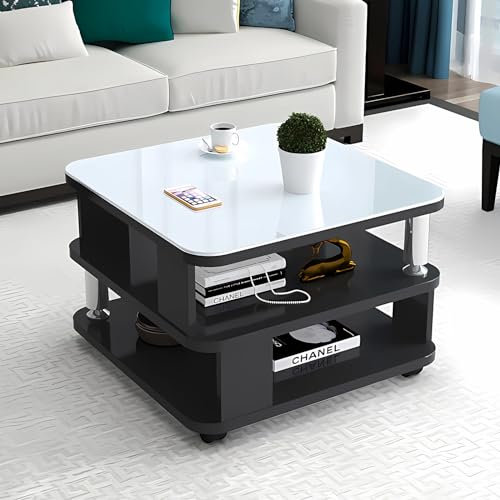 GHBXJX Klein Couchtisch mit Stauraum und Rollen, Sofa Beistelltisch Holztisch Wohnzimmer Tisch, Wohnzimmertisch Holz Stubentisch, Coffee Table Couchtische, 50x50x55 cm,A