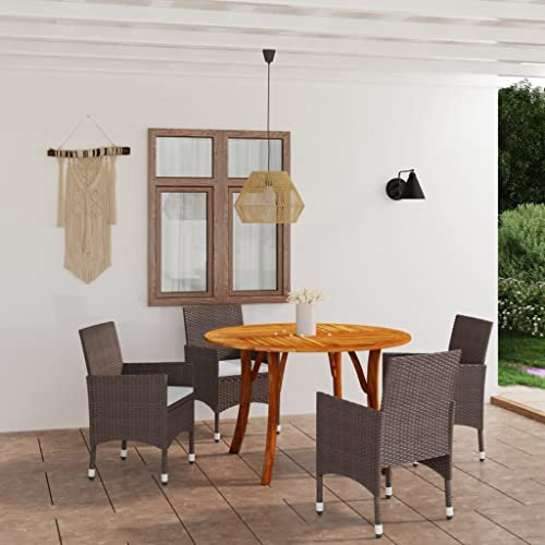 CBLDF 5-teiliges Garten-Essgruppe mit Kissen Polyrattan braun