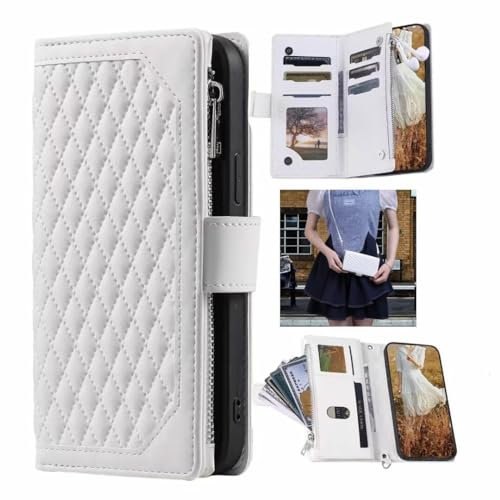 Rnrieyta Miagon für Realme 10 4G Crossbody Reißverschluss Hülle,Brieftasche Geldbörse Handtasche Schulterriemen Flip Magnetisch Kartenhalter Ständer PU Leder Cover