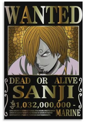 Anime-Poster One Piece Wanted, Sanji-Poster, coole Kunstwerke, Malerei, Wandkunst, Leinwanddrucke, hängende Bilder, Poster, 50 x 75 cm