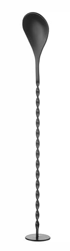 HENDI Cuchara mezcladora de cóctel con extremo de mortero, BarUp, cucharilla agitador mezclador en espiral para cocktails, bar, barman, 280x35mm, acero inoxidable con recubrimiento de polvo negro