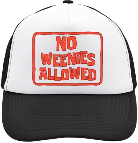 Functon+ No Weenies Allowed Trucker Cap Mesh Back Adjustable Snapback Hat Casu White, Schwarz , Einheitsgröße