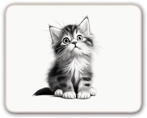 Flodirise Niedliches Katzenmuster, kleines Mauspad, Computer-Mauspad, Kawaii-Mauspad, ästhetisches Mauspad, 26 x 21 cm