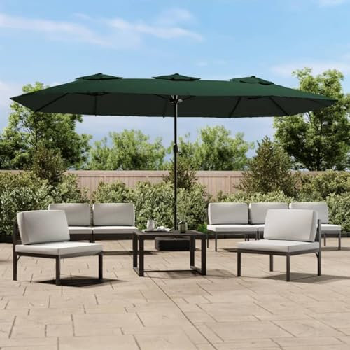 Gecheer Sombrilla terraza Exterior,Sombrilla Jardin,Sombrilla Parasol Playa/Terraza/Jardín/Tiempo Libre Doble con Luces LED Verde 449x245 cm