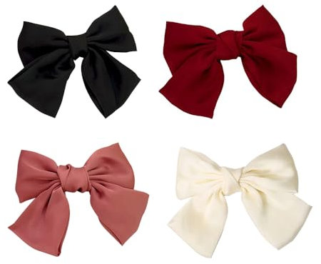 HSAJS 4 Pièces Nœuds à Cheveux Pour Femmes Grandes Épingles à Cheveux Nœud Papillon Pinces à Cheveux Françaises Avec Ruban Barrette à Cheveux Pour Femmes Filles