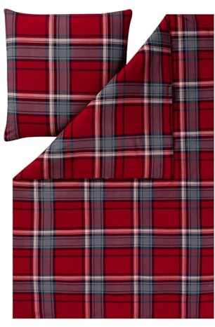 ESTELLA Kuschelflanell Bettwäsche Hannes rot 1 Bettbezug 140 x 200 cm + 1 Kissenbezug 70 x 90 cm
