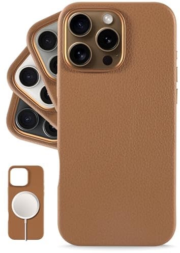 LONLI Urban - for iPhone 16 Pro - European Genuine Pebble Leather Phone Case - European Elegance, Modern Design - [Compatible with Magsafe] - Mountain Tree