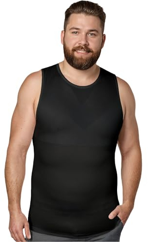 QORE LOGIQ Gynecomastia Compression Shirt Men - Premium Slimming Undershirt Compression Tank Top Mens Shapewear & Body Shaper, 5X-Large Regular, Black