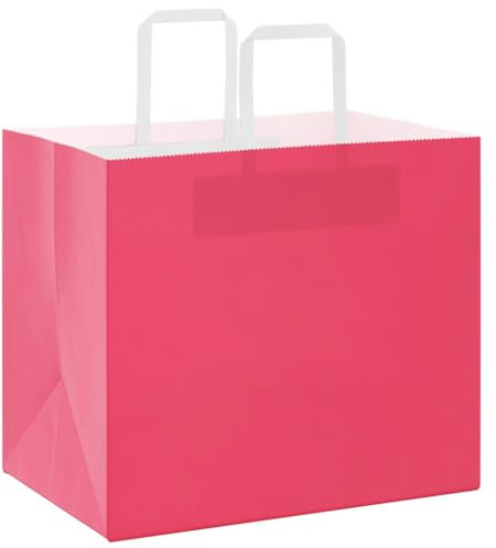 vidaXL Sacs en Papier 250 pcs avec poignées Rose 32x22x28 cm, Sac en Papier, Sac Cadeau en Papier, Sac Cadeau en Papier, Sac