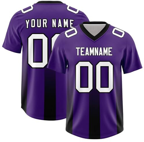 American Football Trikot Personalisiert Football Jersey mit Printed Team Namen Nummer & Logo Fußballtrikot Individuelle Herren Sports Uniform Atmungsaktiv T-Shirt,Purple