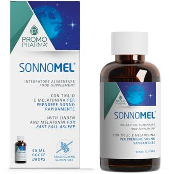 Sonnomel – Integratore per Dormire con Melatonina, Tiglio e Gemmoderivati - Favorisce il Sonno, il Rilassamento e previene i Risvegli Notturni - Utile in caso di jet lag- Flacone da 50 ml