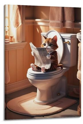 qiyan Tierposter Warm Sunshine Shines on The Kitten, WC-Poster, Leinwand, dekoratives Gemälde, Wandkunst, 50 x 75 cm