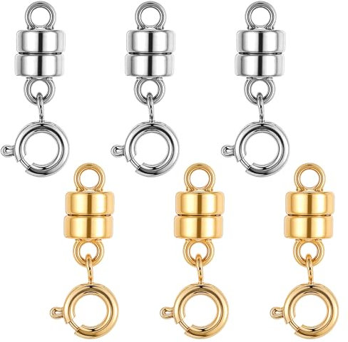 Wanmu 6 Stück Magnetverschluss Kette, Silber Gold Verschlüsse Kette, Magnet Schmuck Verschlüsse Armbandverschluss für Ketten, Halskette, Armband, DIY, Schmuck Making