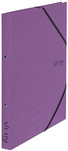 VON Leitz Ringbuch A4, Karton, Mit 2 Ringen und Gummibandverschluss, 25 mm Rückenbreite, Für 140 Blatt, Ringmechanik, Für Schule, Studium & Zuhause, 5 Stück, Violett, 30120065