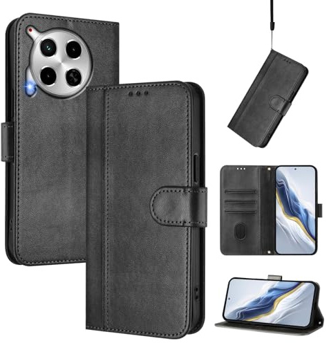 CWEIYUSHU Cover Compatible avec Tecno Camon 30 5G,Compatible avec Tecno Camon 30 4G Portefeuille à Fente pour Cartes et étui pour téléphone Portable Black