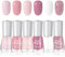 Pink Nail Polish Set - 6Pcs Nail Varnish Sets - Quick Dry & Long Lasting Nude Glitter Varnish - Water Based Natural Nail Varnish Sets for Women DIY Nail Art - No Need Cure