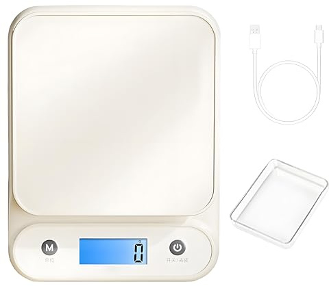Digital Food Scale, Digital Kitchen Food Scale, 11lb/5kg, 0.1g Precision, Baking Scales with Tare Function, Large LCD Display, Bowl, Rechargeable Type-C, for Cooking Baking