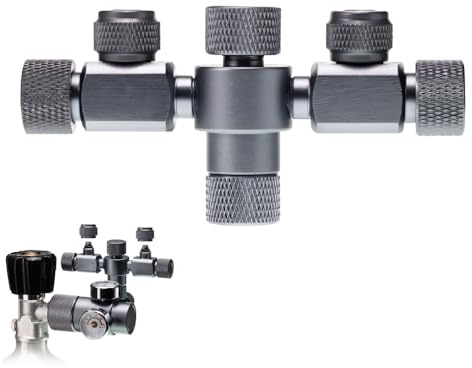 MiOYOOW Aquarium CO2 Splitter, Nadelventil mit Doppelter Präzision aus Aluminiumlegierung, Stapelbares 2-Wege Luftventil für Aquarien für Blasenzähler, CO2-Regler