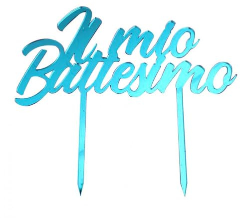 Cake Topper aus Plexiglas, Hellblau, verspiegelt, elegante Dekoration für Taufkuchen, Schriftzug Meine Taufe, Silhouette, wiederverwendbar