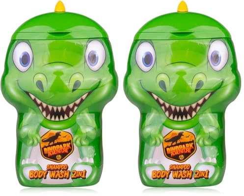 Accentra 2in1 Duschgel DINOPARK ADVENTURE für Kinder, 400 ml Pflegedusche und Shampoo für Körper und Haare in Dino-Flasche mit Apfelduft, Dinosaurier Geschenkidee für Kindergeburtstag und Schultüte