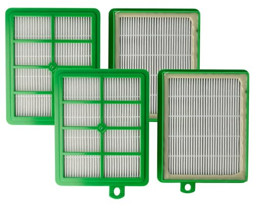 vhbw 4x Staubsaugerfilter kompatibel mit Philips FC9050/01 | FC9060/01, FC8769/91, FC8768/01, FC8769/01, FC8767/02 Staubsauger - HEPA-Filter Grün Weiß