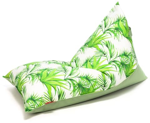 Ecopuf - Sitzsack - Bean Bag - Sitzkissen - Sitzsack Outdoor Wetterfest - mit Sommerlichem Palmendesign, Wasserdichtem Boden, für Drinnen und Draußen, 130 x 80 cm, Lazy S Bis