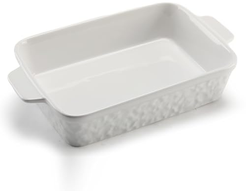 Auflaufform Große 36cm,Rechteckig Ofenform mit Griffen,Rechteckige Auflaufform Tradition aus Steinzeug,White Tiefe Baking Dish aus Keramik für Lasagne, Tiramisu, Braten & Aufläufe
