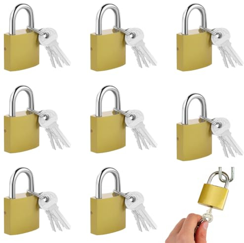 8 Cadenas pour Casier, 30mm Petit Valise College, Clés Différentes Doré | Petits avec Clés Pratique D'antivols pour Valise, Casier, Sacs de Voyage, Armoires-Cadenas de Sécurité Idéal,Solide et Fiable