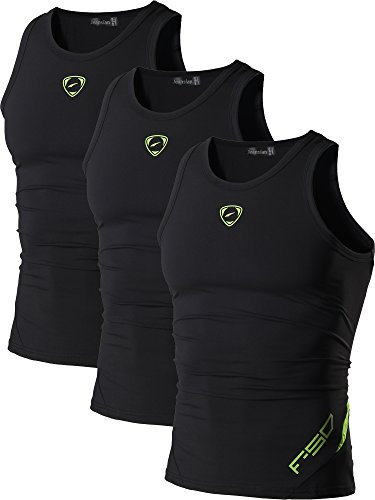 jeansian Herren Sportswear 3 Packs Sport Compression Tank Tops Vests Shirt LSL3306 PackG M