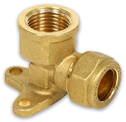 Messing-Klemmverschraubung für Kupferrohre, 90° Deckenwinkel mit IG, 1/2-12mm