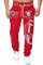 L.gonline Jogginghose Herren lang | Trainingshose Baumwolle | Sporthose mit Bündchen | Enger Beinabschluss | Marine 5258 (S, Rot)