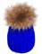 feifanshop Damen Echtfell Waschbär Fell Pelz Bommel Strick Mütze Winter-Mütze Bommelmütze