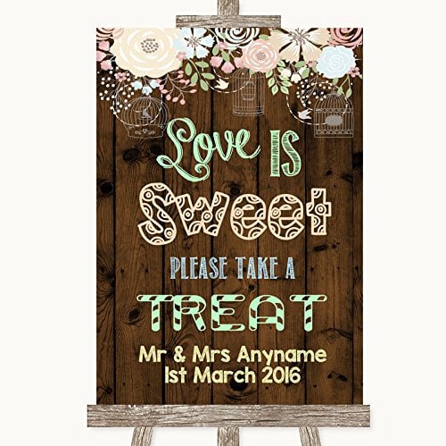Rustic Floral Wood Wedding Sign Collection Rustic Floral Wood Love is Sweet Take A Treat Candy Buffet Wedding Sign