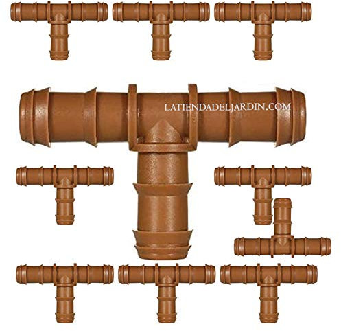 Suinga. TE MARRONE DRIP 16MM. TEE Raccordo per tubo di gocciolamento diametro 16 mm. Colore marrone
