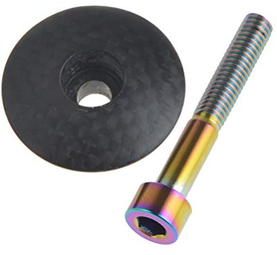 LIOOBO Fahrrad Carbon Steuersatz Top Cap Titanlegierung Fahrrad Carbon Steuersatz Spacer mit Schraube