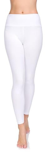 SOFTSAIL High Waisted Womens Leggings Tummy Control Soft Cotton Pants LWP, White, 24