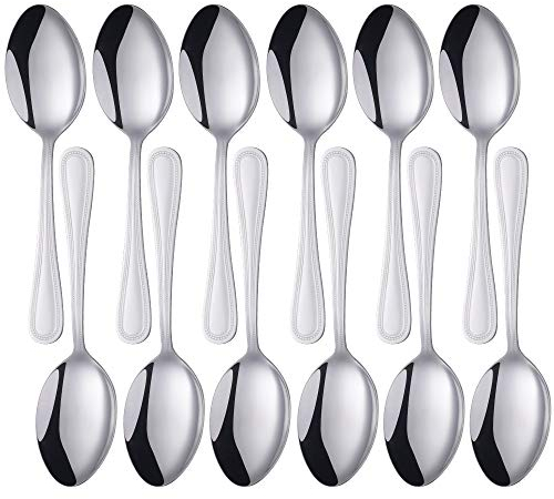Buyer Star Cucchiai da tavola in argento 12 pezzi, set di cucchiai in acciaio inossidabile per cucina domestica e ristorante, cucchiai da portata lucidati a specchio