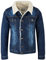 Rock Creek Herren Jeansjacke Winterjacke Teddyfutter Herrenjacke Herren Winter Jacken Teddyfellkragen Parka Warm Bomberjacke H-217 Dunkelblau XL