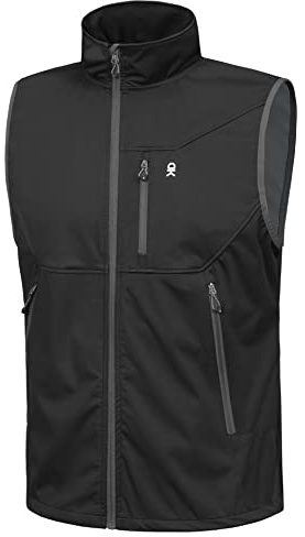 Little Donkey Andy Gilet Softshell léger pour homme, veste coupe-vent sans manches pour voyage, randonnée, course à pied, golf, noir, taille L