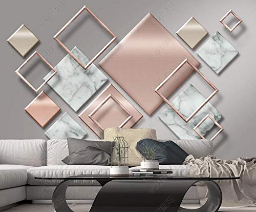 Personnalisé Papier Peint Panoramique intissé Marbre Géométrique Or Rose 3D Papiers Peints Décoration Chambre Salon Tv Fond D'Écran Murales Tapisserie