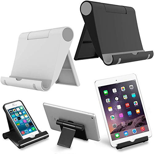 VOVIGGOL 2st Handy Halter Handy Ständer, Faltbarer Handyhalterung Schreibtisch Handyhalter Handyständer für Tisch, Smartphone Stander Kompatibel mit iPhone iPad Samsung (Schwarz)