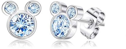 Kaguyo Minnie Mouse Ohrringe, 925 Sterling Silber Amethyst weiß Blau rosa Zirkonia Mickey Mouse Ohrstecker für Frauen Mädchen, Geburtstagsgeschenk (blau)