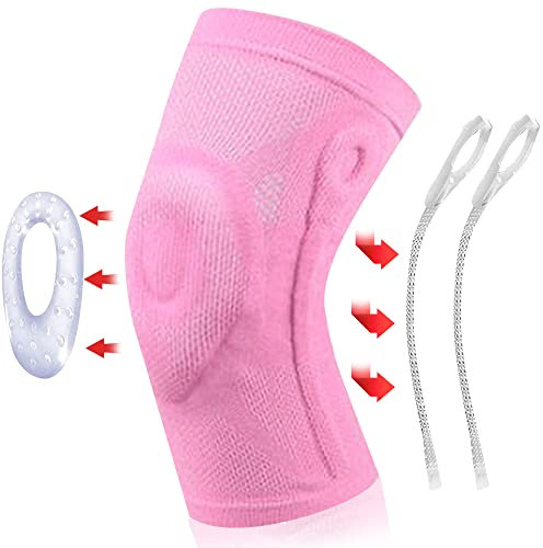 Amz Medical- Ladies Pink Knee Brace,Compression Sleeve Support with Patella Gel Pad, Side Spring Stabilizer, Medical Grade Protector,Meniscus Tear,Arthritis,Joint Pain Relief, (M,PINK)