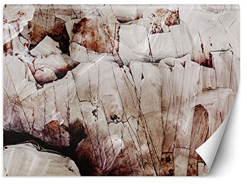 Feeby Papier Peint Intisse Minéral Marbre Texture 450x315 cm rose Décoration Murale Tableaux Poster Muraux Chambre Enfant Salon Salle Cuisine Coucherr Abstraction Négatif Nature