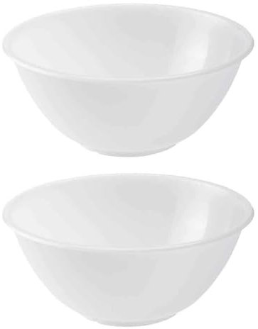 ANGIX 20cm_X2 Clear Plastic Kitchen Mixing Bowl, Serving Bowl | Lightweight, Easy to Clean, Multipurpose Mixing Bowl for Fruit, Vegetable, Salad - White