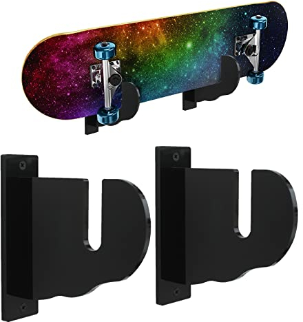 BiJun Skateboard Wandhalterung, Acryl Skate Deck Wandhalterung, Skateboards Horizontale Aufhänger Display Rack Snowboard Aufbewahrungsständer (schwarz)