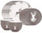 18 Piece Dinner Set Dishwasher/Microwave Safe Dinner Service for Six Grey & White Hand Painted Rustic Stag Stoneware Crockery - 6 Place Settings of Bowl, Side Plate & Dinner Plate